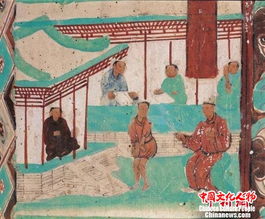 学堂。莫高窟第468窟。敦煌研究院供图 学堂。莫高窟第468窟。敦煌研究院供图